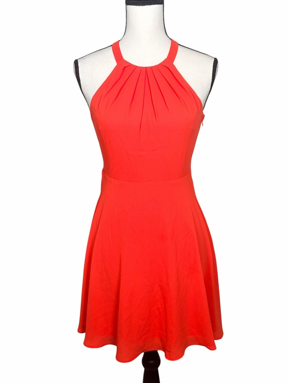 Express Halter Neck Coral Fit & Flare Dress - Picture 2 of 8